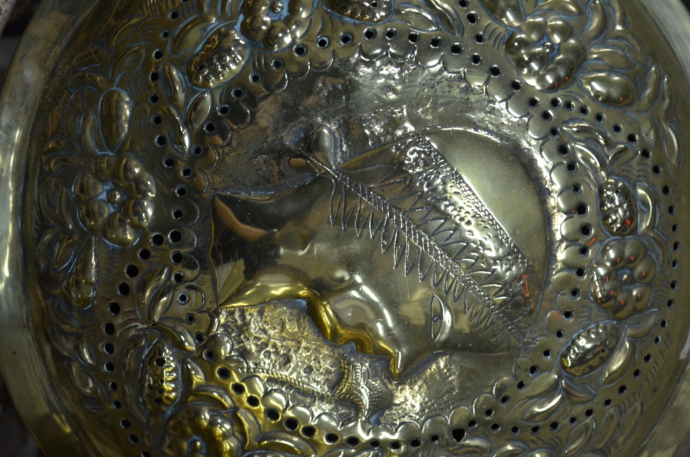 A late 17th century brass warming pan wi - Image 4 of 5