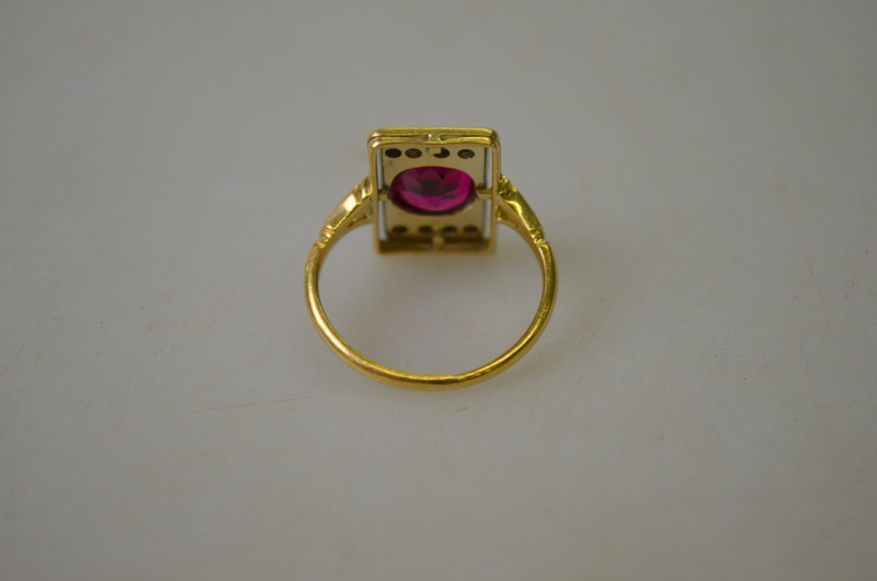 An Art Deco synthetic ruby and diamond s - Image 2 of 2