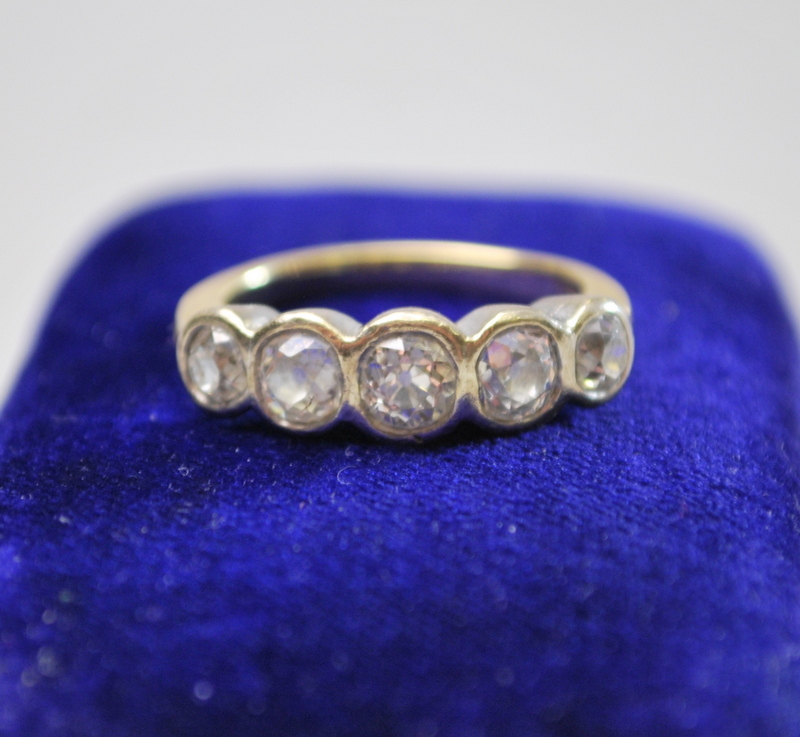 A five stone old cut diamond ring in whi - Image 2 of 3