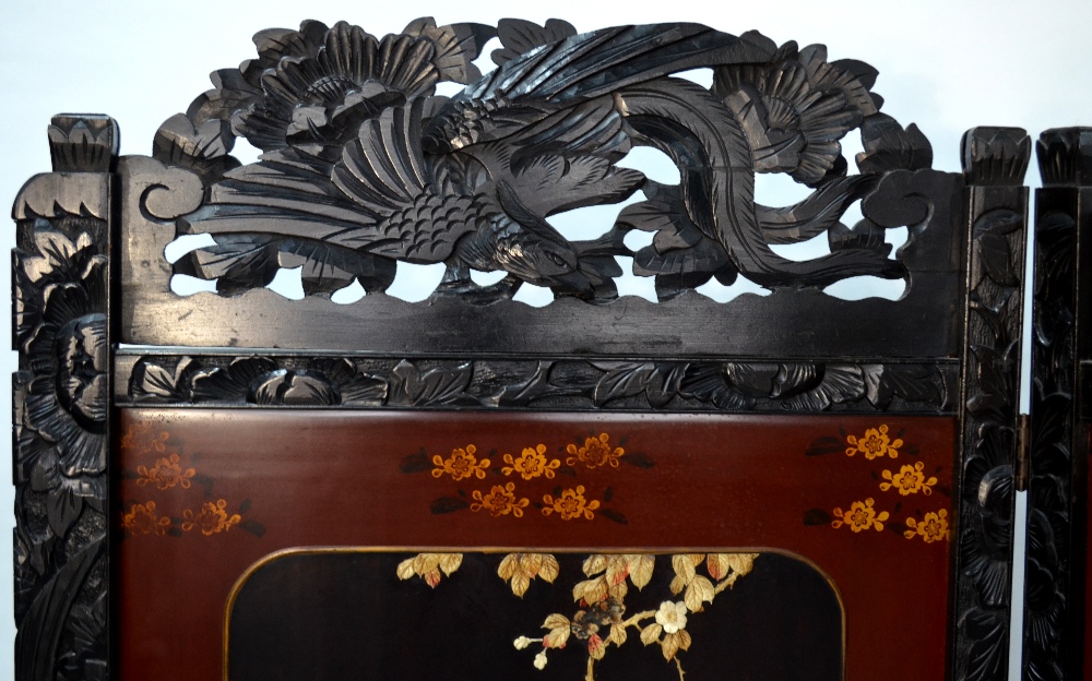 A two leaf Japanese screen, decorated wi - Image 6 of 12