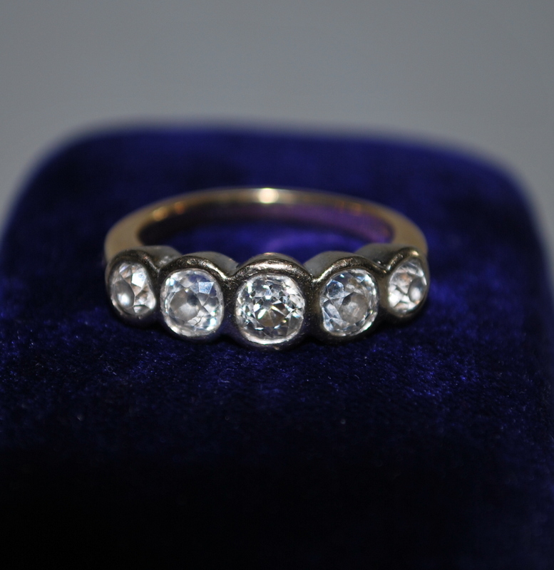 A five stone old cut diamond ring in whi - Image 3 of 3