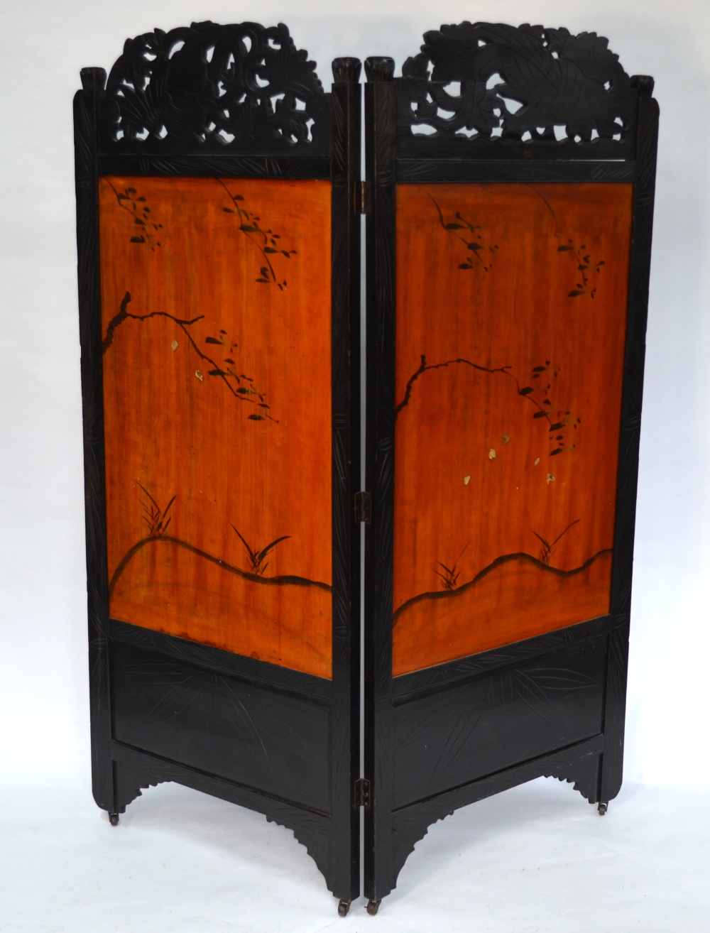 A two leaf Japanese screen, decorated wi - Image 2 of 12