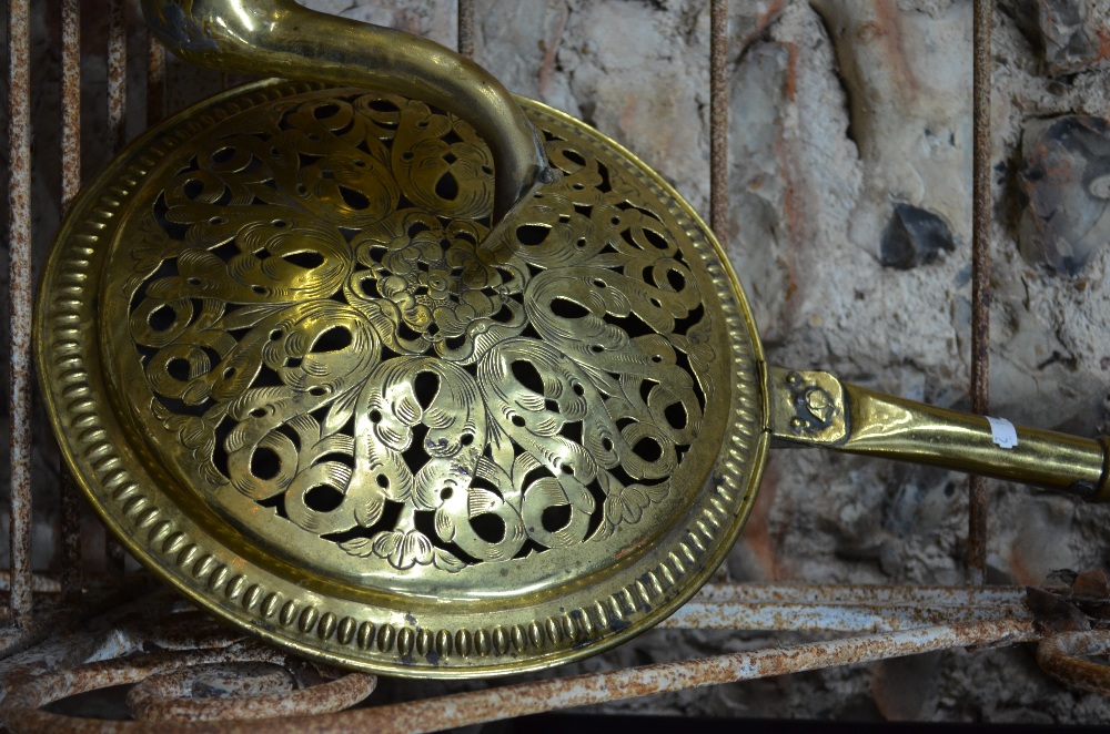 A late 17th century brass warming pan wi - Image 3 of 5