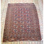 An antique Turkoman rug, the three row g