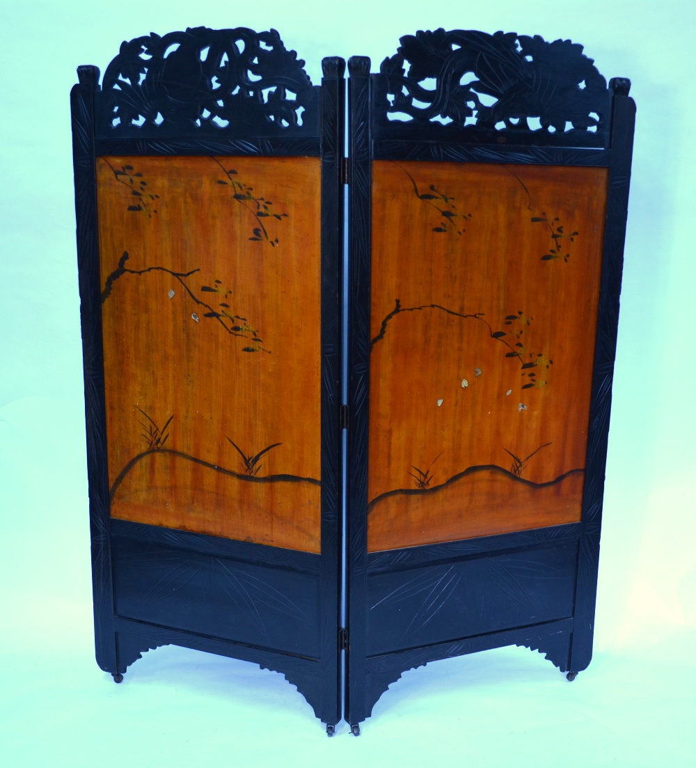A two leaf Japanese screen, decorated wi - Image 8 of 12