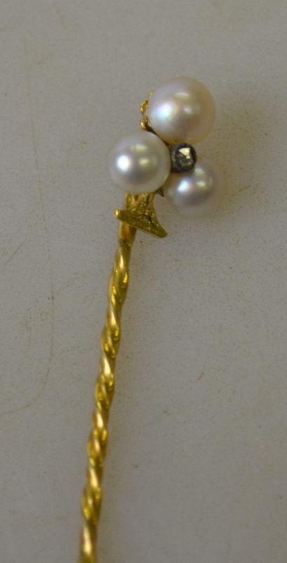 A diamond and small pearl set yellow met - Image 2 of 2