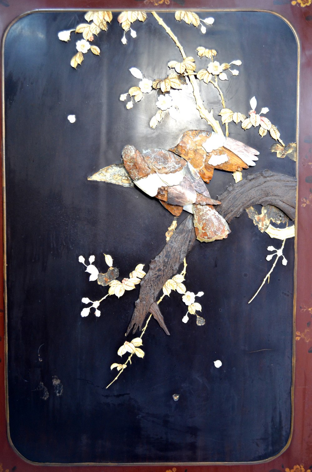 A two leaf Japanese screen, decorated wi - Image 7 of 12
