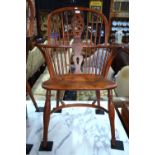 A 19th century yew and elm wheel back Wi