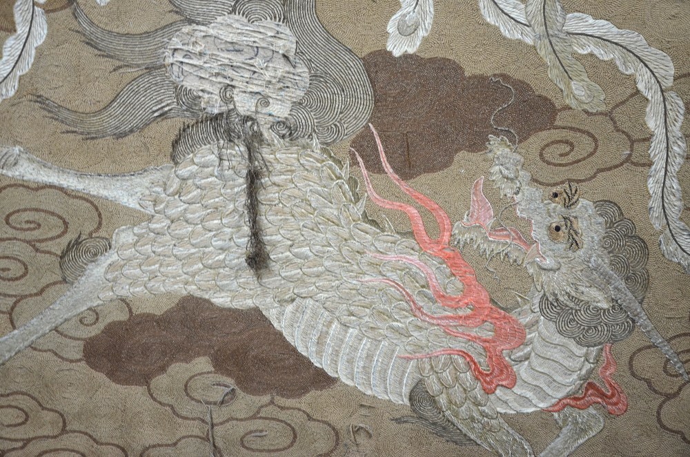 A large Asian textile, wood mounted as a - Image 4 of 4