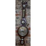 A 19th century mahogany wheel barometer with silvered dials and scale, by L.
