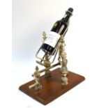An electroplated wine decanting apparatus with crank-handle action,
