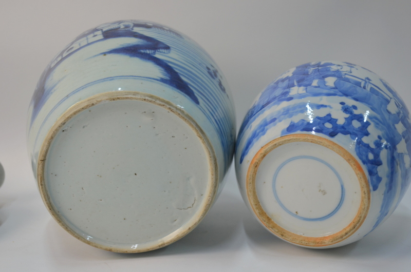 Six Chinese blue and white vases and a bitong, - Image 6 of 8