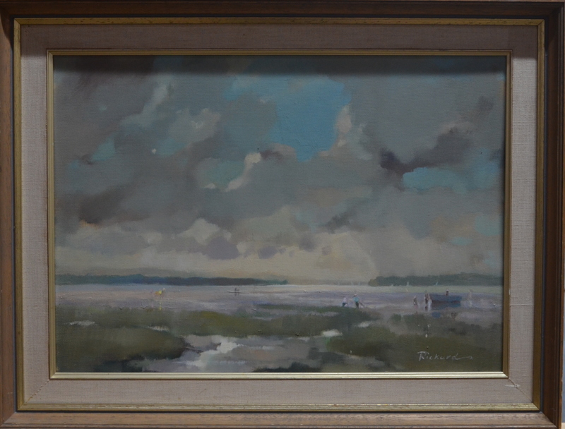 Rickards - Estuary view, oil on board, signed lower right, 35 x 49 cm - Image 2 of 3