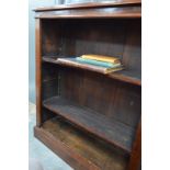 A pair of late Victorian walnut low open bookcases with adjustable shelves, 87 cm wide, 112.