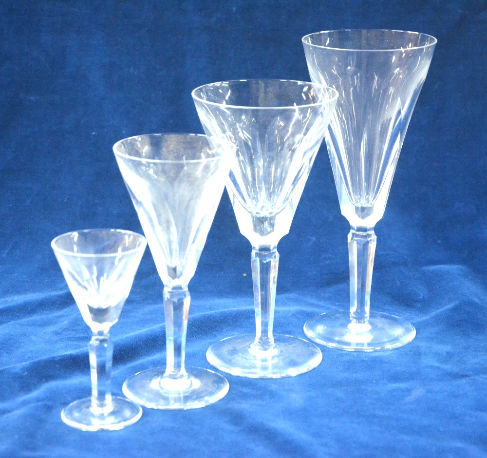 Waterford Crystal 'Sheila' pattern part suite of drinking glasses, conical fluted bowls, hexagonal