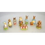 Eight Beswick Beatrix Potter figures, brown backstamps, BP3c - Flopsy, Mopsy and Cottontail,