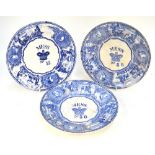A Victorian Royal Nay Officer's Mess plate, blue and white transfer decorated incorporating the head