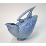 Anthony Theakston (British, born 1965) - blue freckle glazed jug in the form of a wren, incised