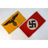 A WWII Third Reich Nazi Party swastika armband with ink stamp to/w a Service of the State eagle