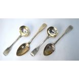 A pair of George III silver fiddle pattern tablespoons, William Bateman I, London 1815, to/w a