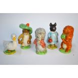 Five Beswick Beatrix Potter figures: Timmy Tiptoes; Rebeccah Puddle-Duck; Squirrel Nutkin;