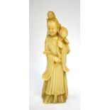 A Chinese soapstone figure of the Bodhisattva, Guanyin,