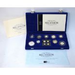 A cased Royal Mint United Kingdom Millennium Silver Collection of silver proof coins of the Realm,