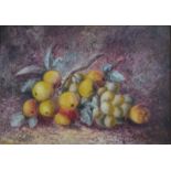 J Clare - Still life study with fruit, oil on canvas, signed and dated '96 lower left, 24 x 34 cm