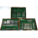 An 83-piece part set of electroplated flatware and cutlery by Garrards, in fitted canteen trays
