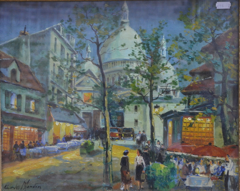 Charles Blondin - Parisian street scene, oil on canvas, signed lower left, 32 x 39 cm