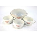 A trio of Third Reich / Nazi party porcelain cups to/w a two handled bowl,