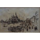 Manner of Giacomo Guardi - Venetian view, pen and ink sketch, 12 x 18.5 cm and ruins, ink and