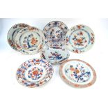 Seven Chinese Imari plates,