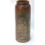 Studio Pottery stoneware bottle vase having organic style glazed decoration, inscribed monogram