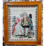 A needlework depicting an elderly loving couple, inscribed 'John Anderson', 33 x 27 cm,