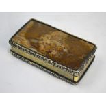 A George IV silver, gilt and agate snuff box with floral chased rims and engine-turned decoration,