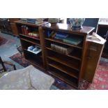 A pair of Edwardian mahogany open bookcases with adjustable shelves (match lot 823)