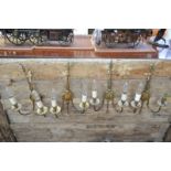 Four brass twin-branch wall lights Condition Report No damage - some paint on edges,