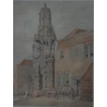 After Turner - 'Queen Eleanor's Cross, Waltham', pencil and wash, 26 x 20 cm