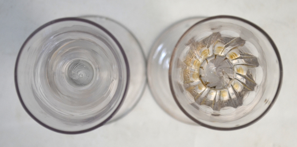 Two 18th century cordial glasses, one with round funnel moulded bowl, multiple spiral opaque twist - Image 4 of 5