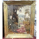 An early 19th century silk and pen-work large picture of the blind poet, John Milton,