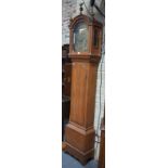 An oak longcase clock of Georgian origin with eight-day movement striking on a bell,