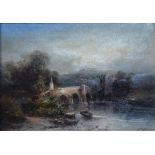 Franz Emil Krause (1836-1900) - Old Bridge in Stirling over River Forth, oil on canvas,