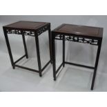 A Pair of Chinese hardwood side tables,