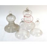 Four 19th century glass smoke bells/cloches, 19-25 cm high (4)