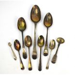 Nine various Georgian and later silver spoons, 6 oz