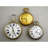 A gilt metal pocket watch with Admiral 15-jewel top-wind movement,