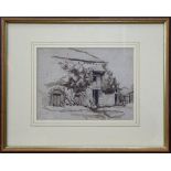 Kenneth Stone - 'Barn at Crownhill Plymouth', en grisaille watercolour sketch for etching,