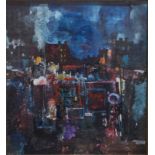 John Blockley - 'City Lights', acrylic, signed lower left, 29 x 26 cm, c/w receipt of purchase etc