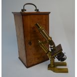 An Ernst Leitz, Wetzlar microscope no.22062, in case with three condenser lenses